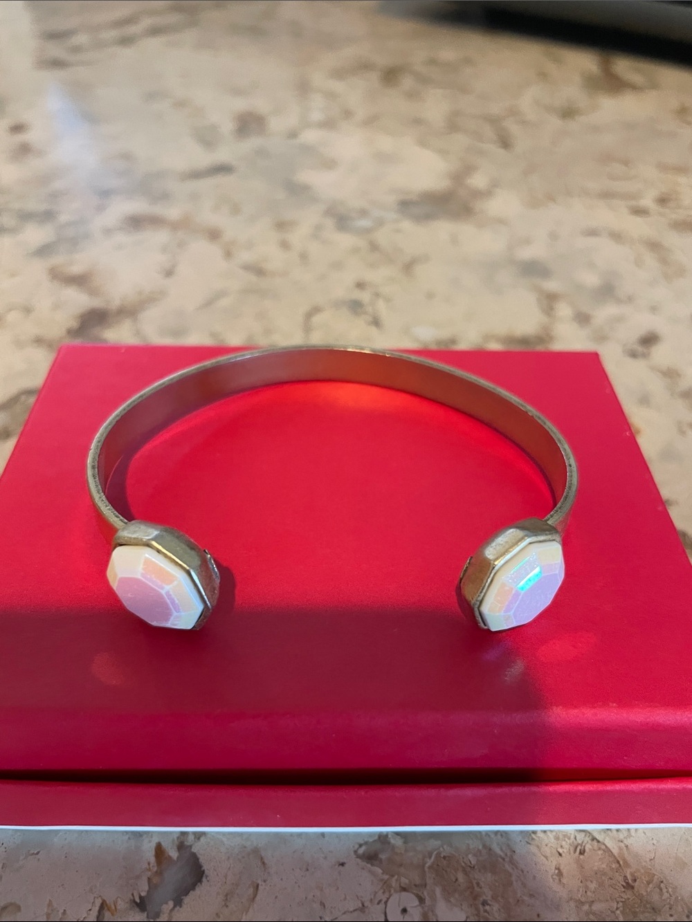 Loren HopeIridescent White Stone Open Cuff Bracelet